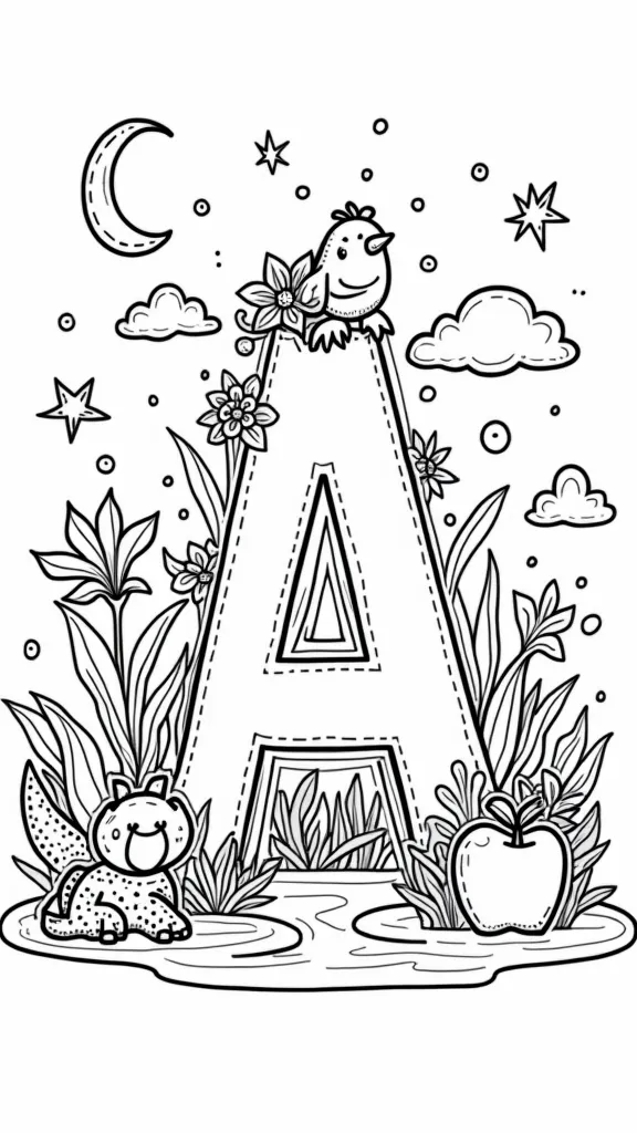 the letter a coloring pages